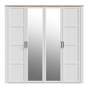 Bohol 2 Mirrored Door Wardrobe in Riviera Oak / White - White Tree Furniture