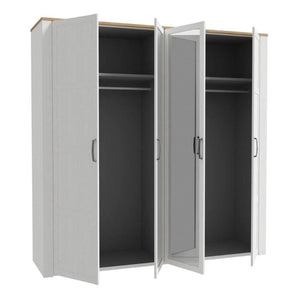 Bohol 2 Mirrored Door Wardrobe in Riviera Oak / White - White Tree Furniture