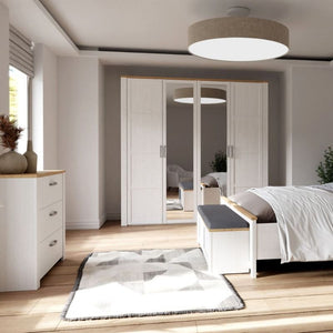 Bohol 2 Mirrored Door Wardrobe in Riviera Oak / White - White Tree Furniture