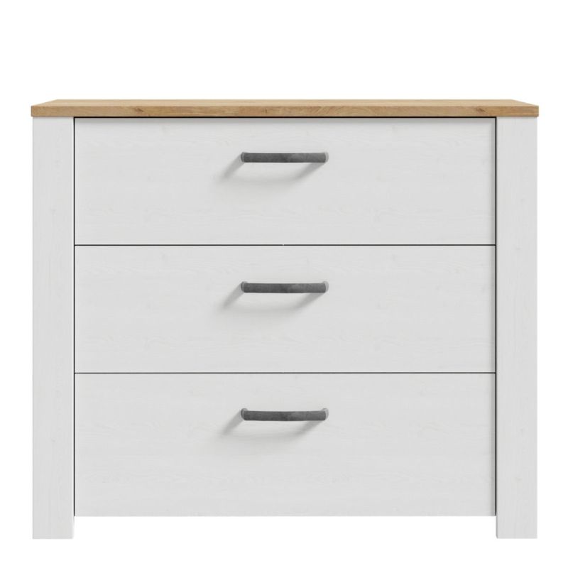 Bohol 3 Drawer Chest in Riviera Oak / White - White Tree Furniture