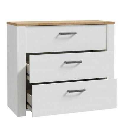 Bohol 3 Drawer Chest in Riviera Oak / White - White Tree Furniture