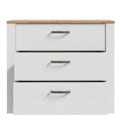 Bohol 3 Drawer Chest in Riviera Oak / White - White Tree Furniture