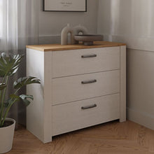 Bohol 3 Drawer Chest in Riviera Oak / White - White Tree Furniture