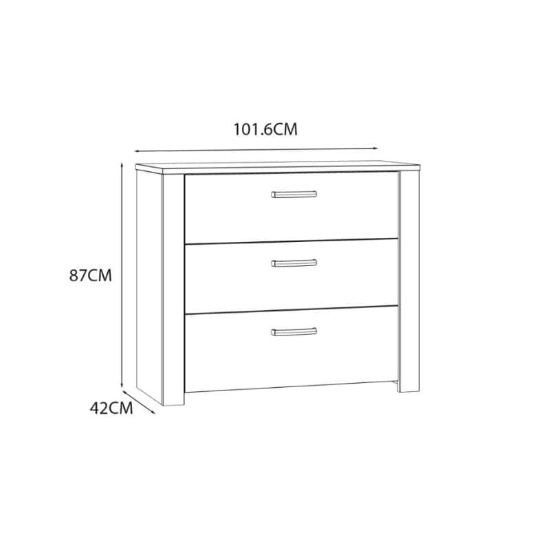 Bohol 3 Drawer Chest in Riviera Oak / White - White Tree Furniture