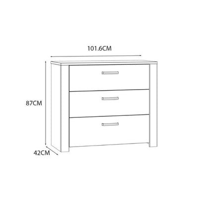 Bohol 3 Drawer Chest in Riviera Oak / White - White Tree Furniture