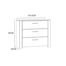 Bohol 3 Drawer Chest in Riviera Oak / White - White Tree Furniture