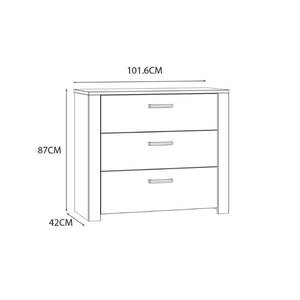 Bohol 3 Drawer Chest in Riviera Oak / White - White Tree Furniture