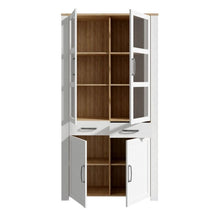 Bohol Display Cabinet 4 Door 1 Drawer in Riviera Oak / White - White Tree Furniture