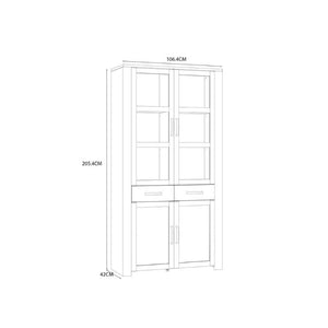 Bohol Display Cabinet 4 Door 1 Drawer in Riviera Oak / White - White Tree Furniture