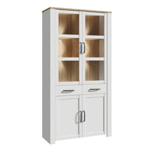 Bohol Display Cabinet 4 Door 1 Drawer in Riviera Oak / White - White Tree Furniture