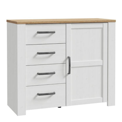 Bohol 1 Door 4 Drawer Chest in Riviera Oak / White - White Tree Furniture