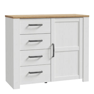 Bohol 1 Door 4 Drawer Chest in Riviera Oak / White - White Tree Furniture