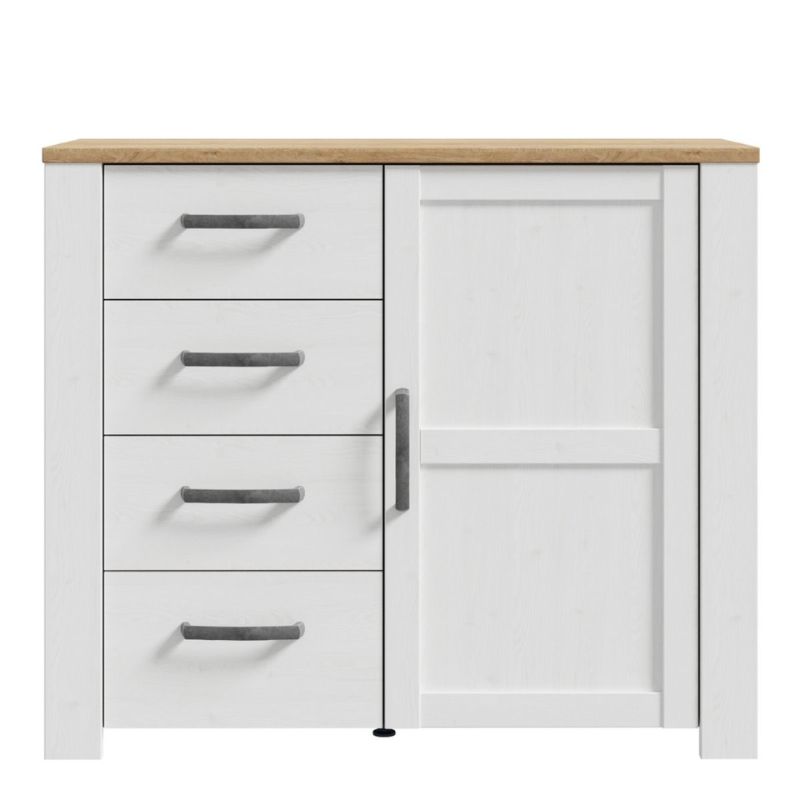 Bohol 1 Door 4 Drawer Chest in Riviera Oak / White - White Tree Furniture