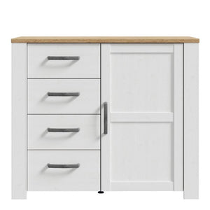 Bohol 1 Door 4 Drawer Chest in Riviera Oak / White - White Tree Furniture