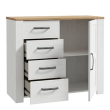 Bohol 1 Door 4 Drawer Chest in Riviera Oak / White - White Tree Furniture