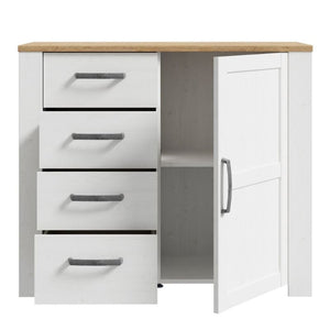 Bohol 1 Door 4 Drawer Chest in Riviera Oak / White - White Tree Furniture