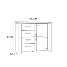 Bohol 1 Door 4 Drawer Chest in Riviera Oak / White - White Tree Furniture