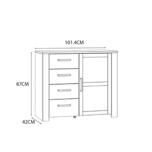 Bohol 1 Door 4 Drawer Chest in Riviera Oak / White - White Tree Furniture