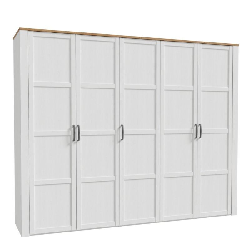 Bohol 5 Door Wardrobe in Riviera Oak / White - White Tree Furniture