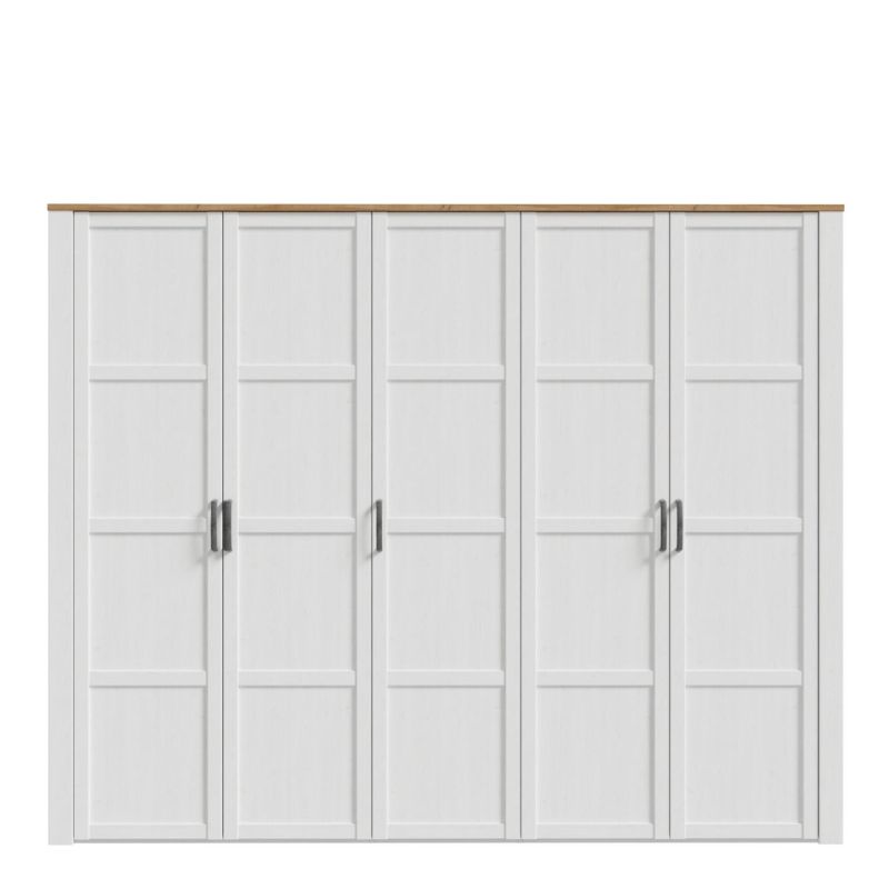 Bohol 5 Door Wardrobe in Riviera Oak / White - White Tree Furniture