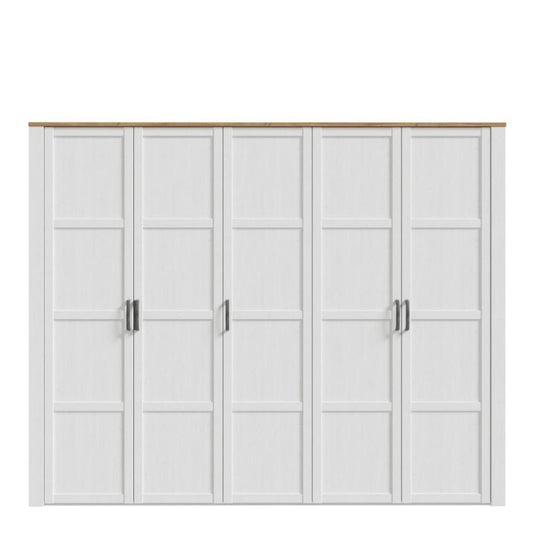 Bohol 5 Door Wardrobe in Riviera Oak / White - White Tree Furniture