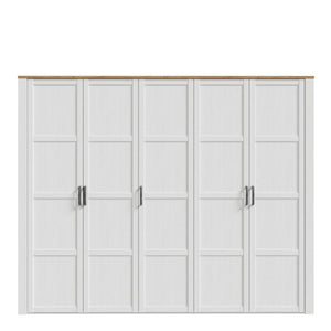 Bohol 5 Door Wardrobe in Riviera Oak / White - White Tree Furniture