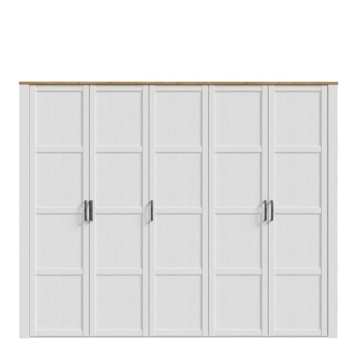 Bohol 5 Door Wardrobe in Riviera Oak / White - White Tree Furniture