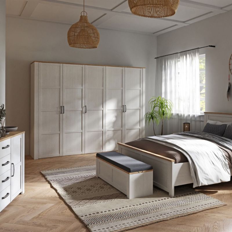 Bohol 5 Door Wardrobe in Riviera Oak / White - White Tree Furniture