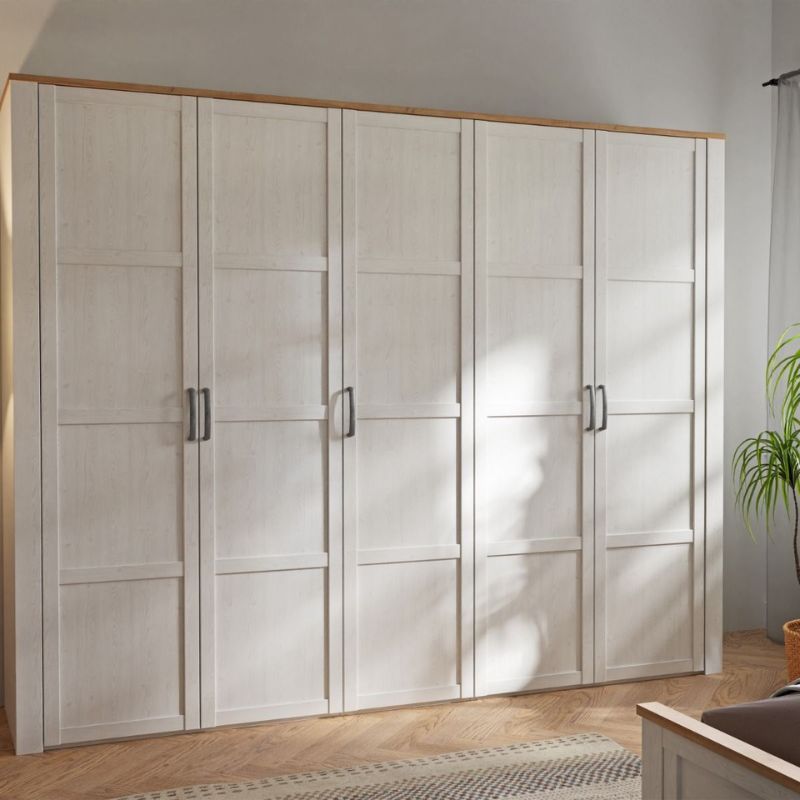 Bohol 5 Door Wardrobe in Riviera Oak / White - White Tree Furniture