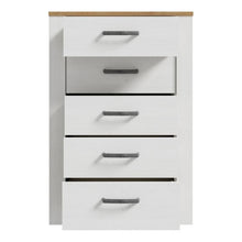 Bohol 5 Drawer Narrow Chest in Riviera Oak / White - White Tree Furniture