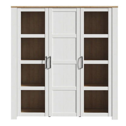 Bohol 3 Door Large Display Cabinet in Riviera Oak / White - White Tree Furniture