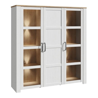 Bohol 3 Door Large Display Cabinet in Riviera Oak / White - White Tree Furniture