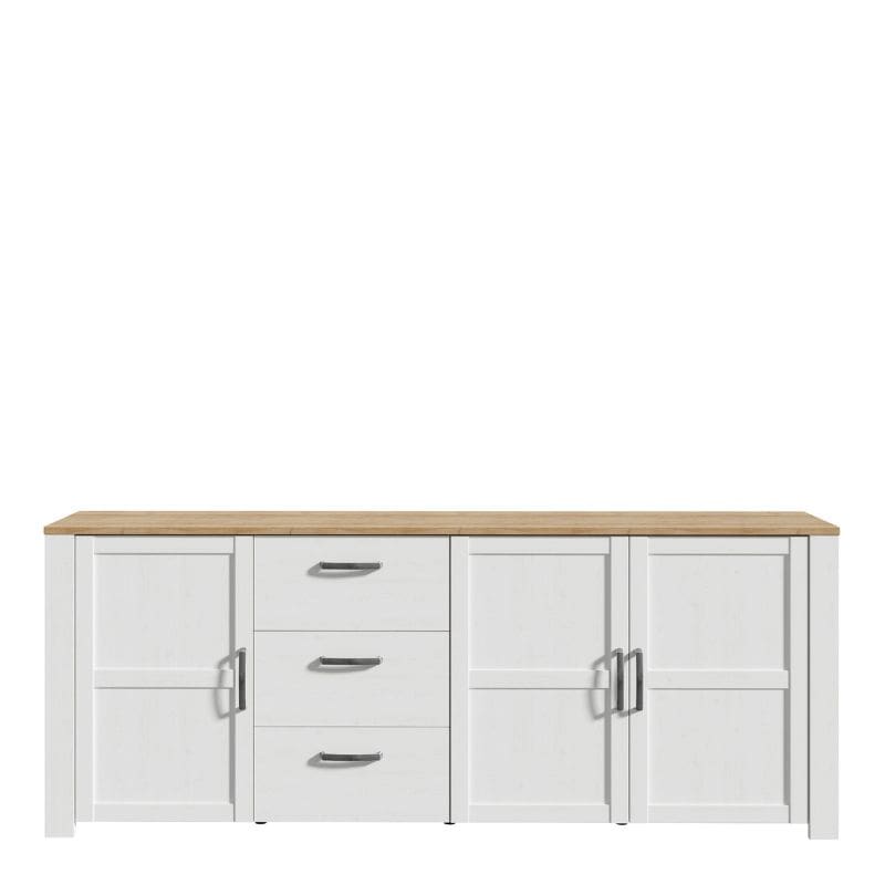 Bohol 3 Door 3 Drawer Large Sideboard in Riviera Oak / White - White Tree Furniture