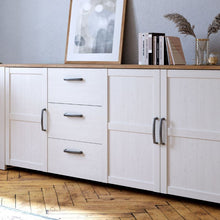 Bohol 3 Door 3 Drawer Large Sideboard in Riviera Oak / White - White Tree Furniture