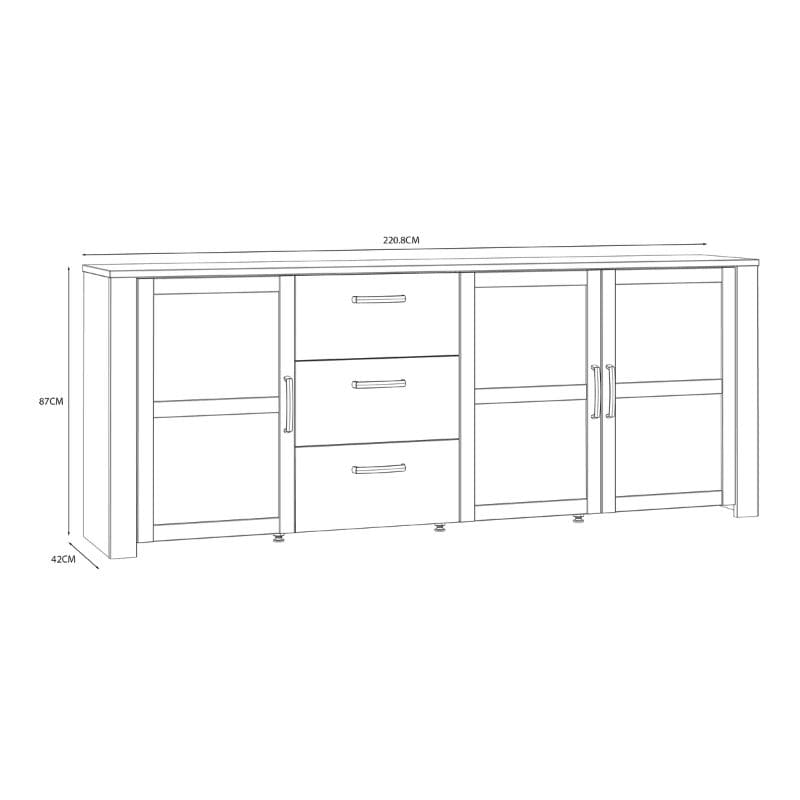 Bohol 3 Door 3 Drawer Large Sideboard in Riviera Oak / White - White Tree Furniture