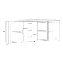 Bohol 3 Door 3 Drawer Large Sideboard in Riviera Oak / White - White Tree Furniture