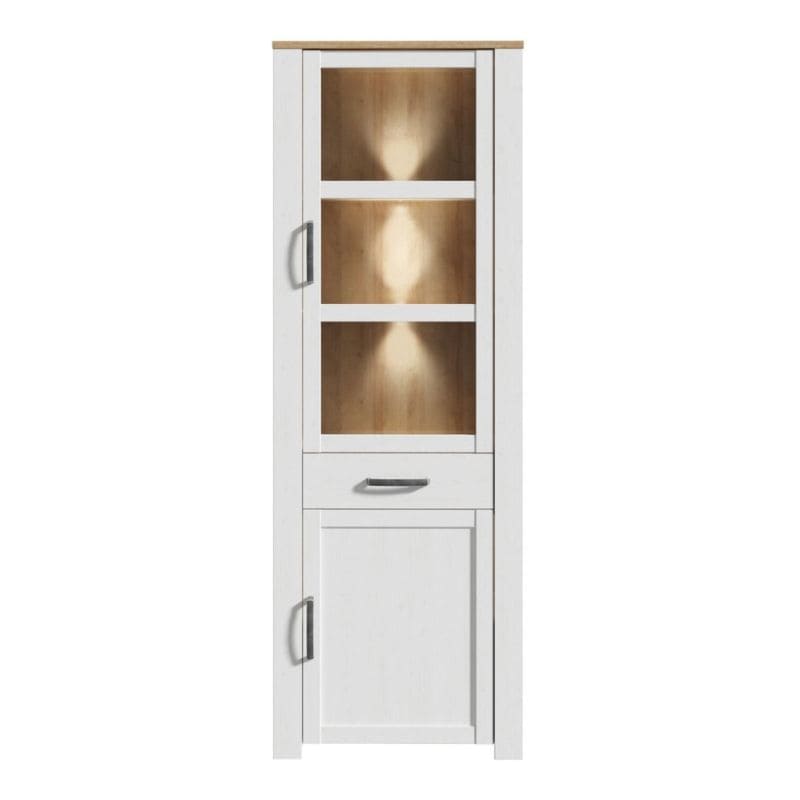 Bohol Narrow Display Cabinet in Riviera Oak / White - White Tree Furniture