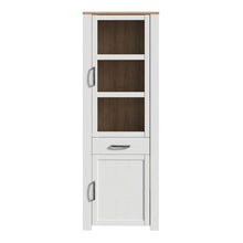 Bohol Narrow Display Cabinet in Riviera Oak / White - White Tree Furniture