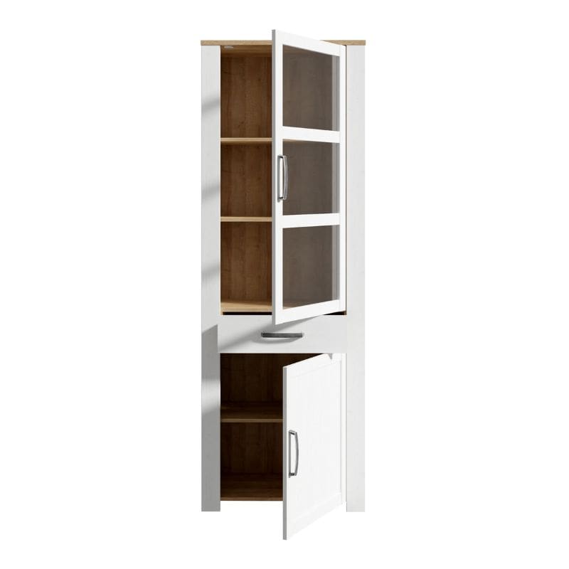 Bohol Narrow Display Cabinet in Riviera Oak / White - White Tree Furniture