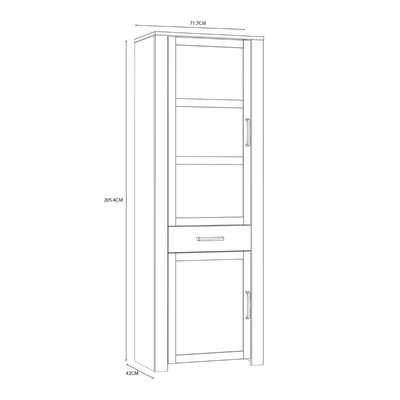 Bohol Narrow Display Cabinet in Riviera Oak / White - White Tree Furniture