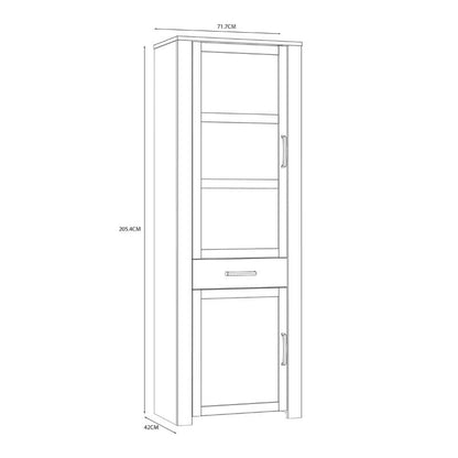 Bohol Narrow Display Cabinet in Riviera Oak / White - White Tree Furniture