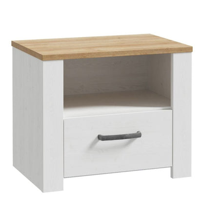 Bohol 1 Drawer Bedside in Riviera Oak / White - White Tree Furniture