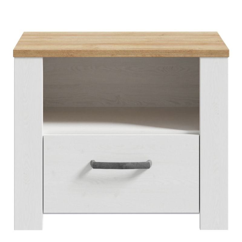 Bohol 1 Drawer Bedside in Riviera Oak / White - White Tree Furniture