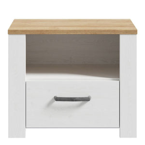 Bohol 1 Drawer Bedside in Riviera Oak / White - White Tree Furniture