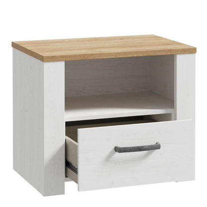 Bohol 1 Drawer Bedside in Riviera Oak / White - White Tree Furniture