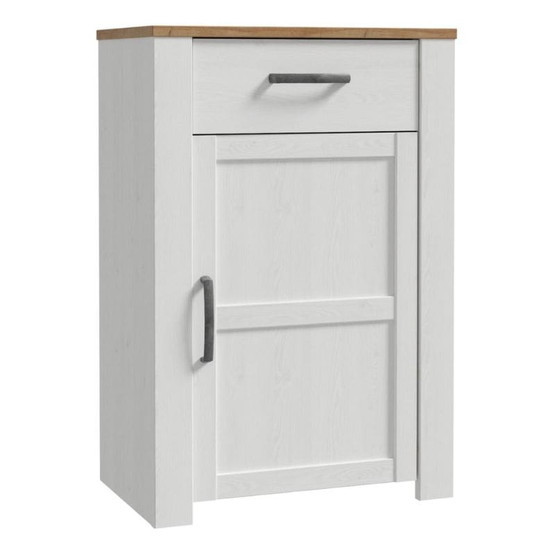 Bohol 1 Door 1 Drawer Shoe Cabinet in Riviera Oak / White - White Tree Furniture