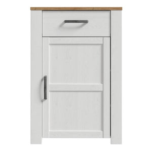 Bohol 1 Door 1 Drawer Shoe Cabinet in Riviera Oak / White - White Tree Furniture