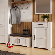 Bohol 1 Door 1 Drawer Shoe Cabinet in Riviera Oak / White - White Tree Furniture