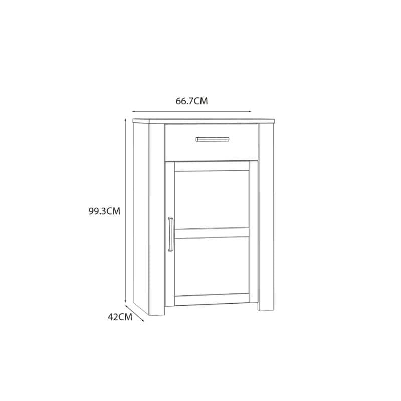 Bohol 1 Door 1 Drawer Shoe Cabinet in Riviera Oak / White - White Tree Furniture