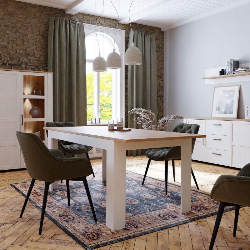 Bohol Extending Dining Table 160-207cm in Oak / White - White Tree Furniture